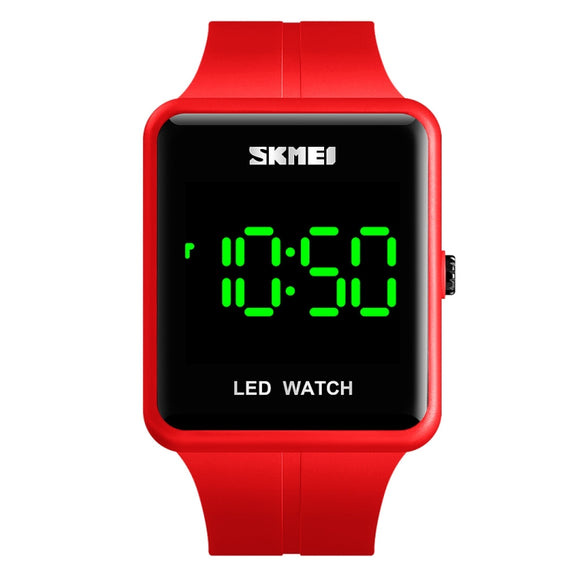 SKMEI 1541 Fashion Led Watch Square Couple Model Water-resistant Electronic Watch Silicone Watch(Red)