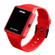 SKMEI 1541 Fashion Led Watch Square Couple Model Water-resistant Electronic Watch Silicone Watch(Red)