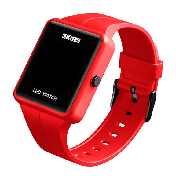 SKMEI 1541 Fashion Led Watch Square Couple Model Water-resistant Electronic Watch Silicone Watch(Red)