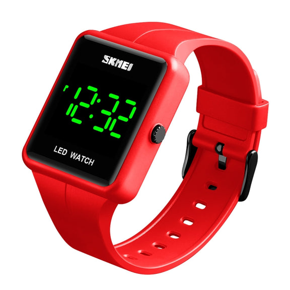 SKMEI 1541 Fashion Led Watch Square Couple Model Water-resistant Electronic Watch Silicone Watch(Red)