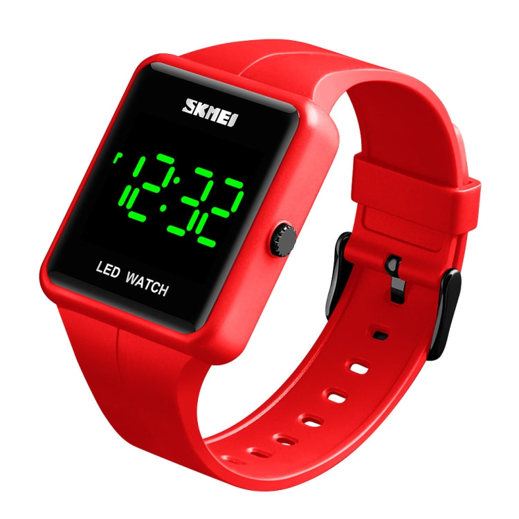 SKMEI 1541 Fashion Led Watch Square Couple Model Water-resistant Electronic Watch Silicone Watch(Red)