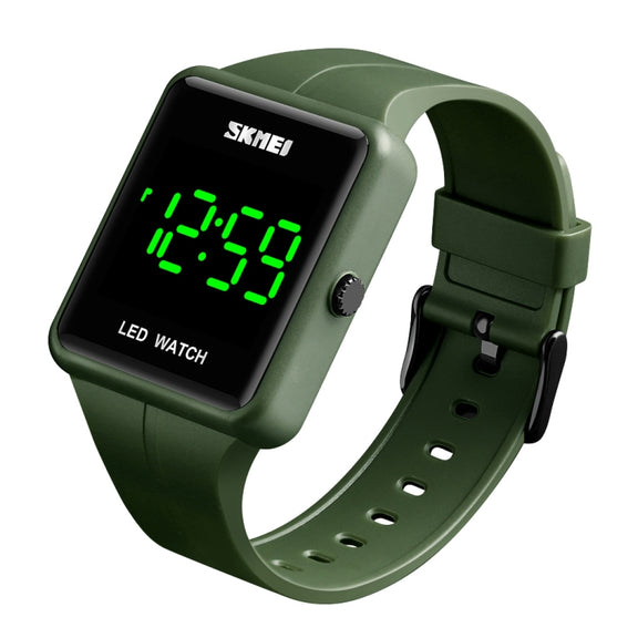 SKMEI 1541 Fashion Led Watch Square Couple Model Water-resistant Electronic Watch Silicone Watch(Green)