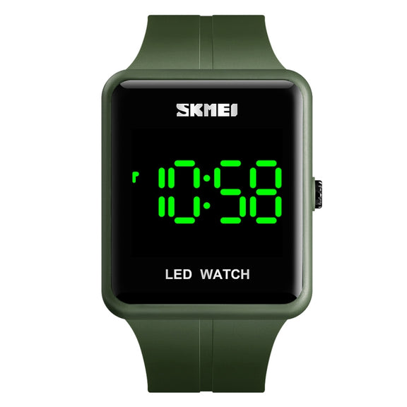 SKMEI 1541 Fashion Led Watch Square Couple Model Water-resistant Electronic Watch Silicone Watch(Green)