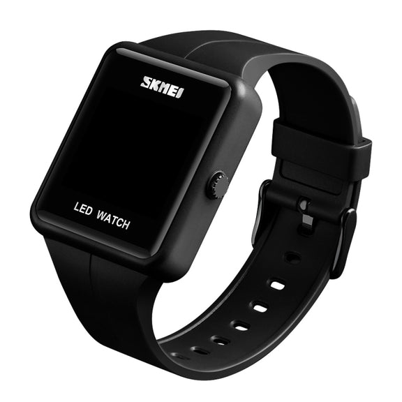 SKMEI 1541 Fashion Led Watch Square Couple Model Water-resistant Electronic Watch Silicone Watch(Black)