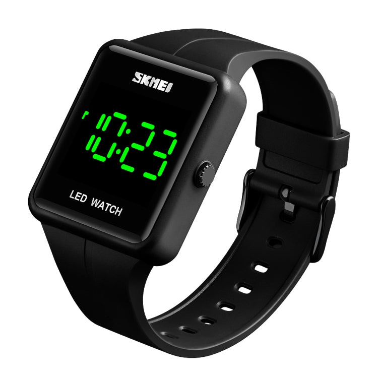 SKMEI 1541 Fashion Led Watch Square Couple Model Water-resistant Electronic Watch Silicone Watch(Black)