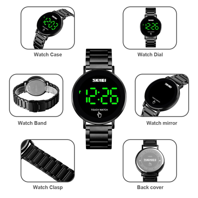 SKMEI 1550 Simple and Stylish LED Touch Screen Men  Watch Water-resistant Stainless Steel With Electronic Watch(Gold)