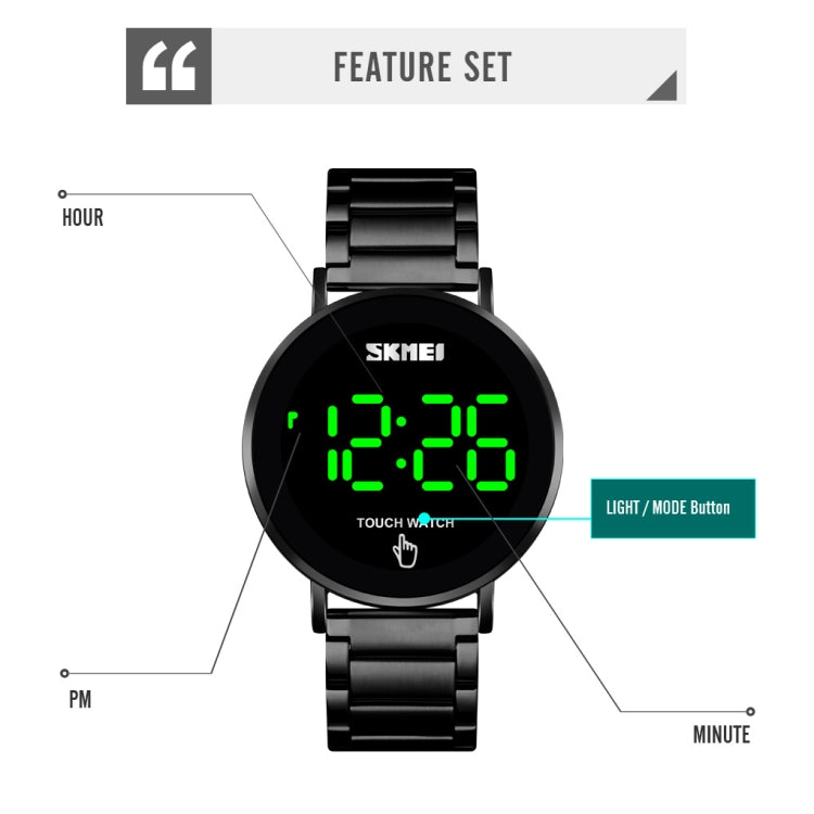 SKMEI 1550 Simple and Stylish LED Touch Screen Men  Watch Water-resistant Stainless Steel With Electronic Watch(Gold)