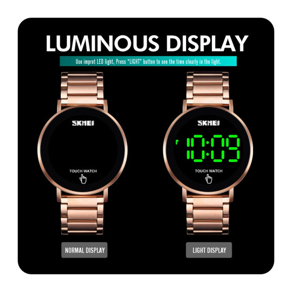 SKMEI 1550 Simple and Stylish LED Touch Screen Men  Watch Water-resistant Stainless Steel With Electronic Watch(Gold)