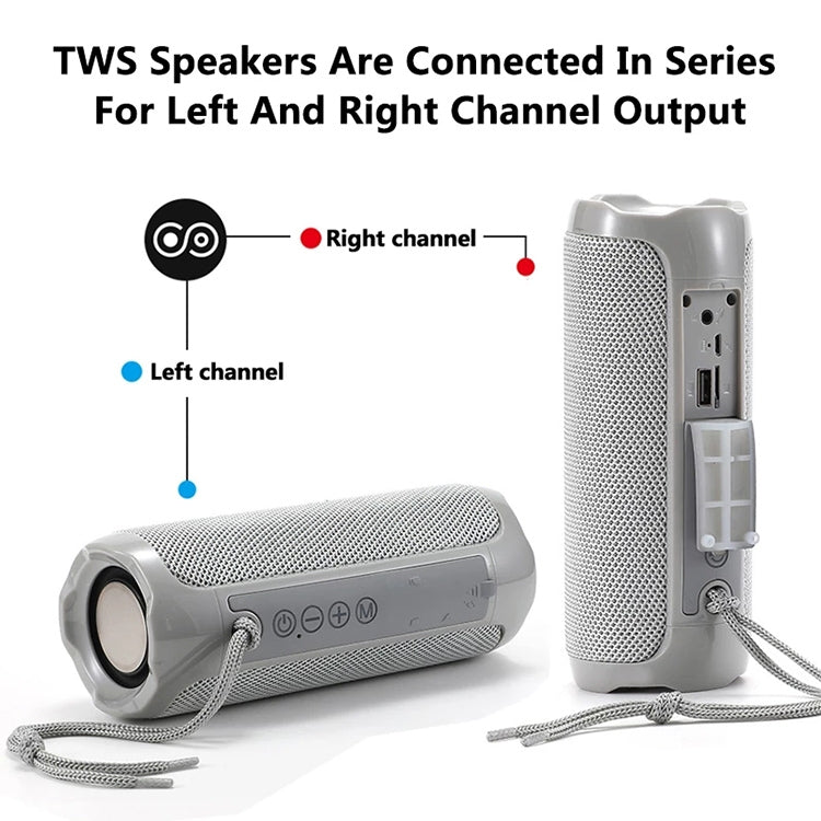 T&G TG191 10W Water-resistant Bluetooth Speaker Stereo Double Diaphragm Subwoofer Portable Audio FM Radio(Black)