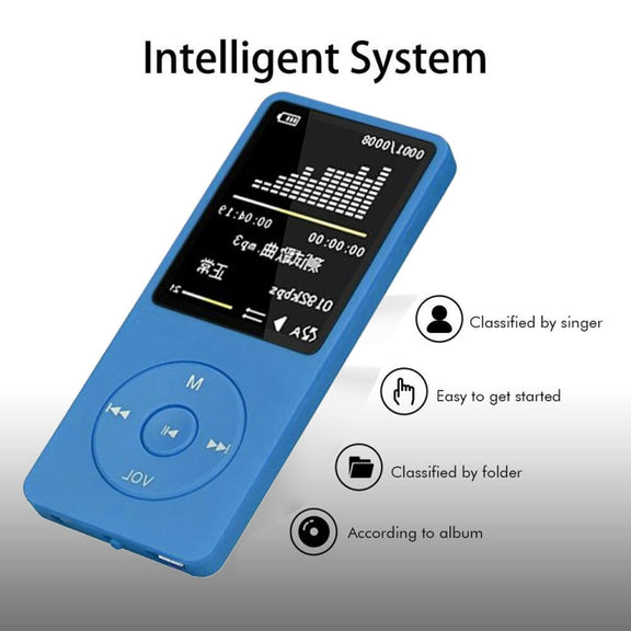 Fashion Portable LCD Screen FM Radio Video Games Movie MP3 MP4 Player Mini Walkman, Memory Capacity:4GB(Light Blue)