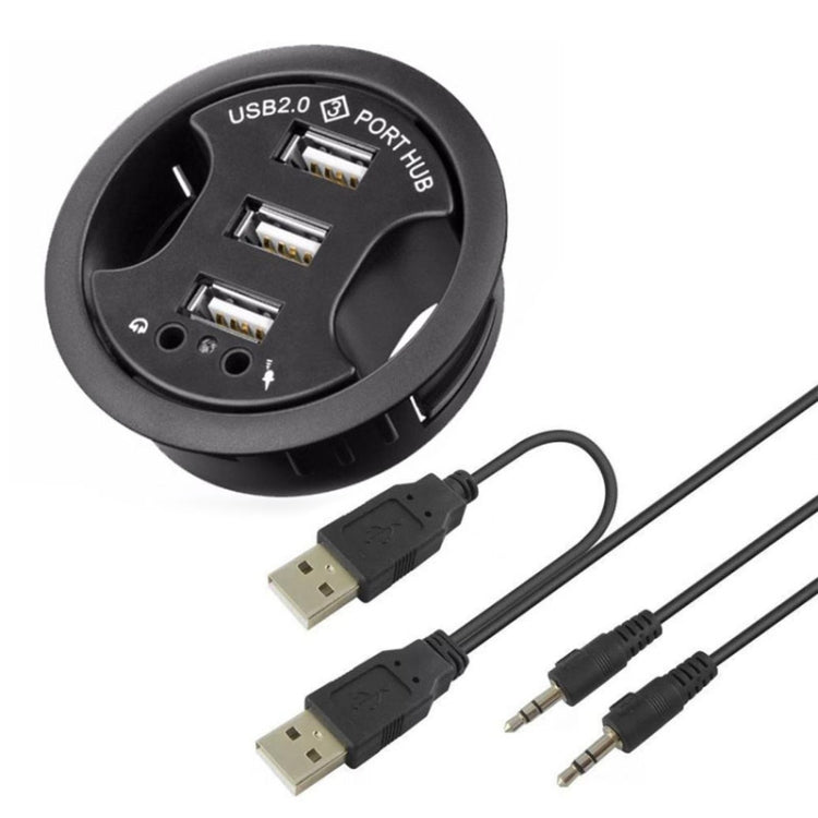 3 Ports USB 2.0 Hub with 3.5mm audio and microphone jack - USB 2.0 HUB by PMC Jewellery | Online Shopping South Africa | PMC Jewellery | Buy Now Pay Later Mobicred