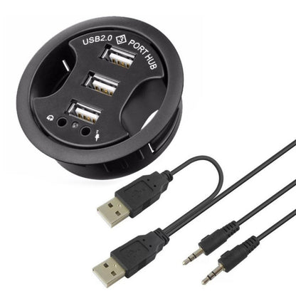 3 Ports USB 2.0 Hub with 3.5mm audio and microphone jack - USB 2.0 HUB by PMC Jewellery | Online Shopping South Africa | PMC Jewellery | Buy Now Pay Later Mobicred