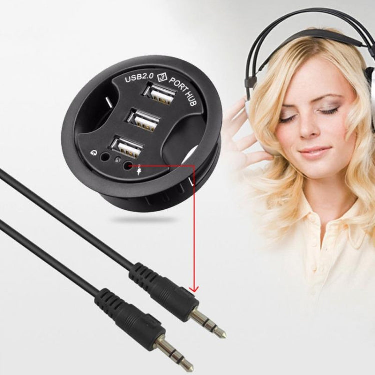 3 Ports USB 2.0 Hub with 3.5mm audio and microphone jack - USB 2.0 HUB by PMC Jewellery | Online Shopping South Africa | PMC Jewellery | Buy Now Pay Later Mobicred