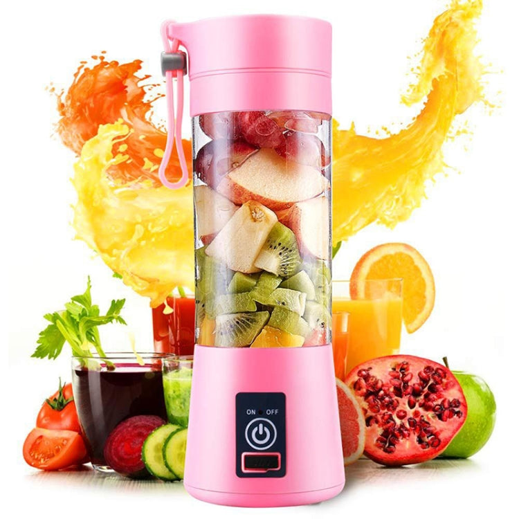 USB Rechargeable Electric Automatic Vegetable Fruit Citrus Orange Juice Maker Cup Mixer Bottle (380ML)(6 Blades Pink) - free shipping - PMC TechLife - Order now!