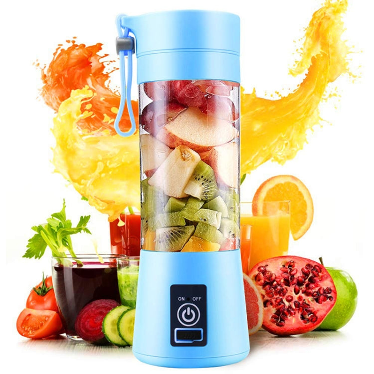 USB Rechargeable Electric Automatic Vegetable Fruit Citrus Orange Juice Maker Cup Mixer Bottle (380ML)(4 Blades Blue) - free shipping - PMC TechLife - Order now!