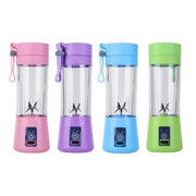 USB Rechargeable Electric Automatic Vegetable Fruit Citrus Orange Juice Maker Cup Mixer Bottle (380ML)(6 Blades Pink)
