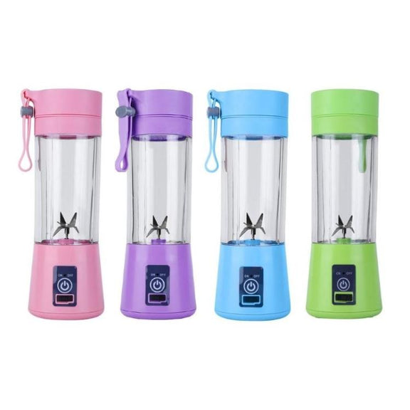 USB Rechargeable Electric Automatic Vegetable Fruit Citrus Orange Juice Maker Cup Mixer Bottle (380ML)(6 Blades Pink)