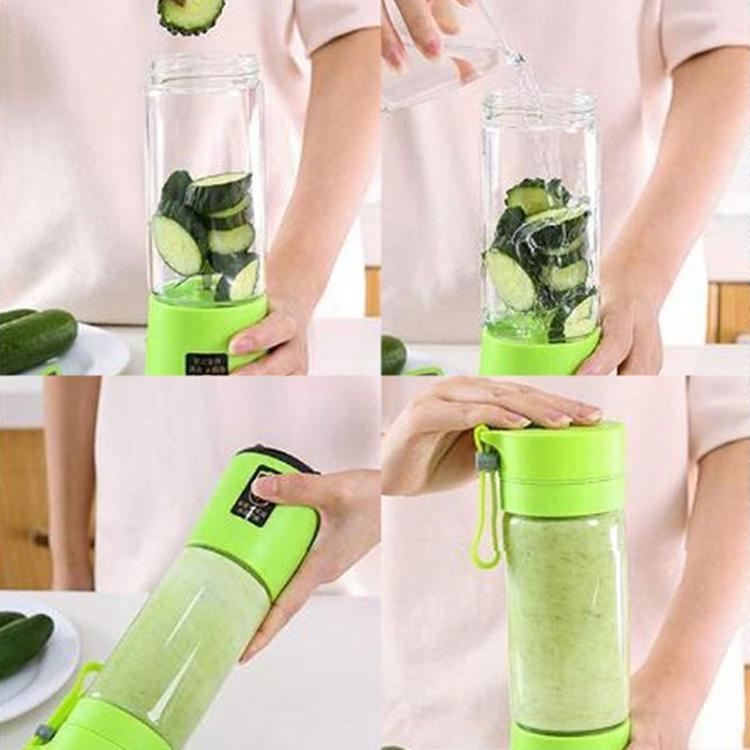 USB Rechargeable Electric Automatic Vegetable Fruit Citrus Orange Juice Maker Cup Mixer Bottle (380ML)(4 Blades Green) - free shipping - PMC TechLife - Order now!