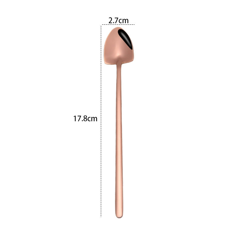 2 PCS Stainless Steel Spoon Creative Coffee Spoon Bar Ice Spoon Gold Plated Long Stirring Spoon, Style:Pointed Spoon, Color:Rose Gold - free shipping - PMC TechLife - Order now!