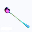 2 PCS Stainless Steel Rainbow Long Handled Coffee Scoops Cold Drink Stirring Spoon for Dessert Cake, Style:Round Spoon(Colorful) - free shipping - PMC TechLife - Order now!