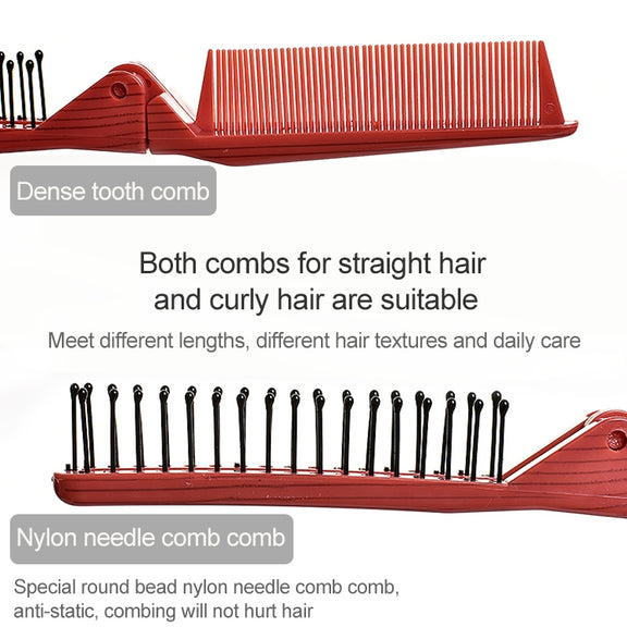 Portable Travel Folding Comb Anti-static Massage Comb(Yellow Wood Grain)