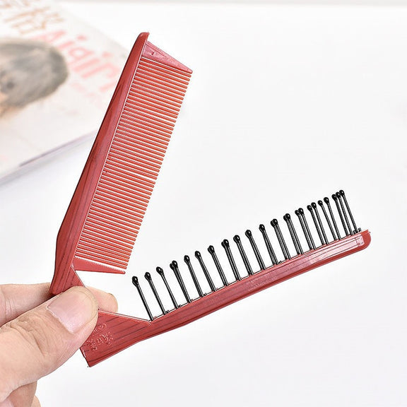 Portable Travel Folding Comb Anti-static Massage Comb(Yellow Wood Grain)