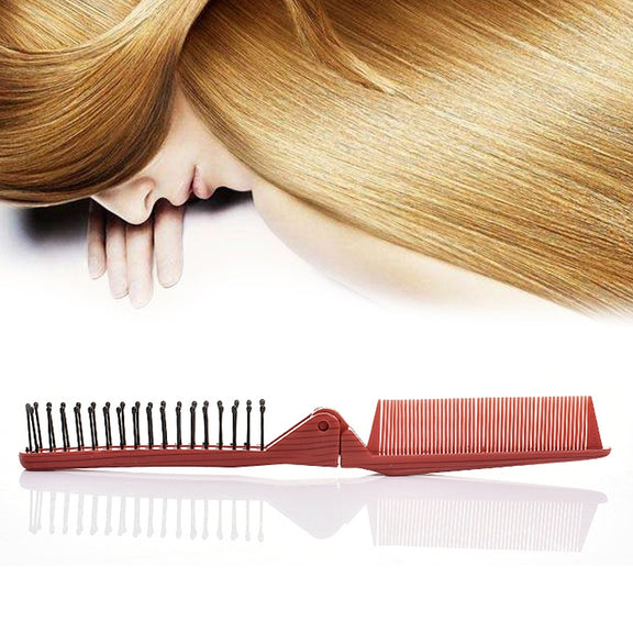 Portable Travel Folding Comb Anti-static Massage Comb(Yellow Wood Grain)
