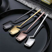 Stainless Steel V-shaped Wall Hanging Design Simple Coffee Spoon Fork Creative Long Handle Stirring Tableware, Style:Spoon, Color:Black