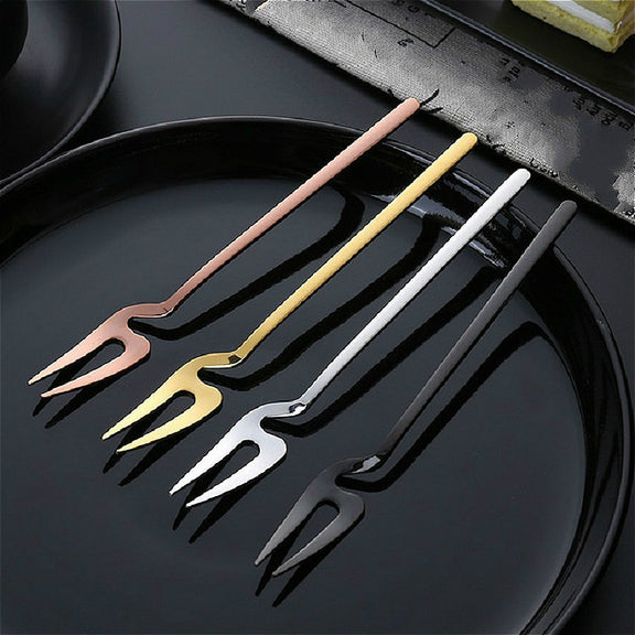 Stainless Steel V-shaped Wall Hanging Design Simple Coffee Spoon Fork Creative Long Handle Stirring Tableware, Style:Fork, Color:Black