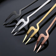 Stainless Steel V-shaped Wall Hanging Design Simple Coffee Spoon Fork Creative Long Handle Stirring Tableware, Style:Fork, Color:Black