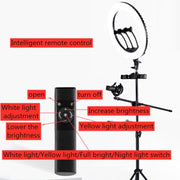 HQ-18N 18 inch 45cm LED Ring Vlogging Photography Video Lights Kits with Remote Control & Phone Clamp & 2.1m Tripod Mount, EU Plug