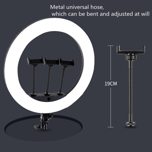 HQ-18N 18 inch 45cm LED Ring Vlogging Photography Video Lights Kits with Remote Control & Phone Clamp & 2.1m Tripod Mount, EU Plug