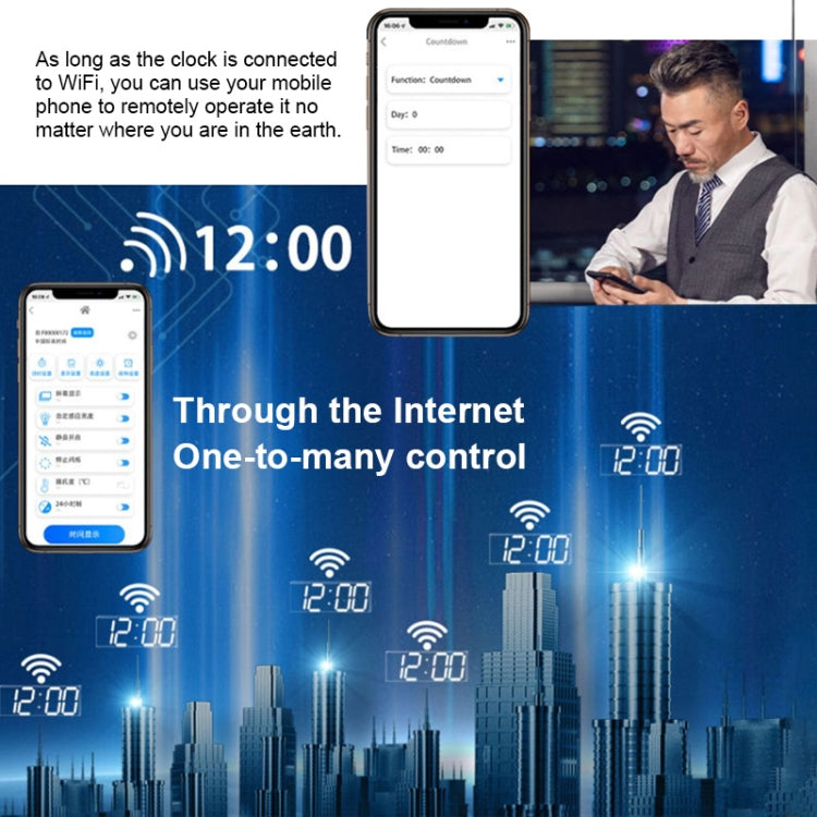 LED Digital Clock Living Room Wall Clock Creative WIFI Clock US Plug, Style:4 Bit WIFI, Color:Sealed Box White - free shipping - PMc TechLife - Order now!