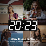LED Digital Clock Living Room Wall Clock Creative WIFI Clock US Plug, Style:4 Bit WIFI, Color:Sealed Box White