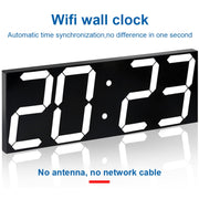 LED Digital Clock Living Room Wall Clock Creative WIFI Clock US Plug, Style:4 Bit WIFI, Color:Sealed Box White