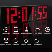 Digital Electronic Alarm Clock Creative LED Desk Clock US Plug, Style:6 Digits 5 Segments(Blue Light)