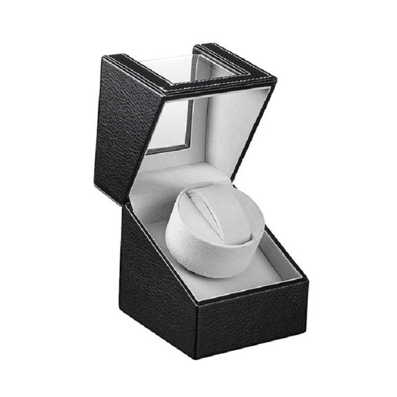 Leather Single Watch Box Electric Motor Watch Shaker Automatic Watch Shaker ���US Plug(Black)