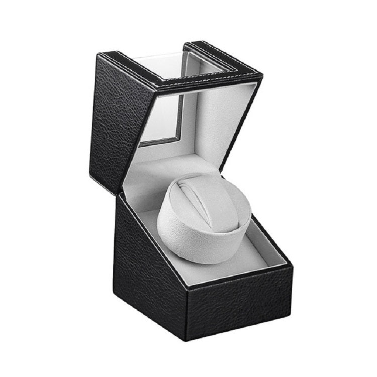 Leather Single Watch Box Electric Motor Watch Shaker Automatic Watch Shaker ���US Plug(Black)