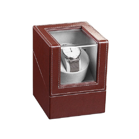 Leather Single Watch Box Electric Motor Watch Shaker Automatic Watch Shaker ���US Plug(Black)