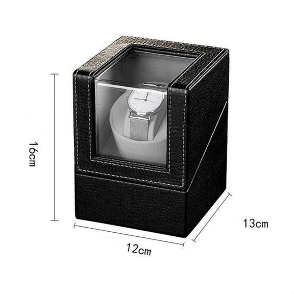 Leather Single Watch Box Electric Motor Watch Shaker Automatic Watch Shaker ���US Plug(Black)