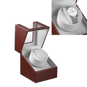 Leather Single Watch Box Electric Motor Watch Shaker Automatic Watch Shaker ���US Plug(Brown)
