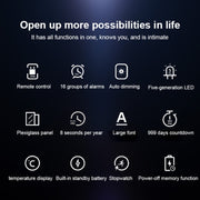 Creative Wall Clock Alarm Clock Simple Remote Control Perpetual Calendar Electronic Clock US Plug, Style:Single-sided Remote Control(White Font)