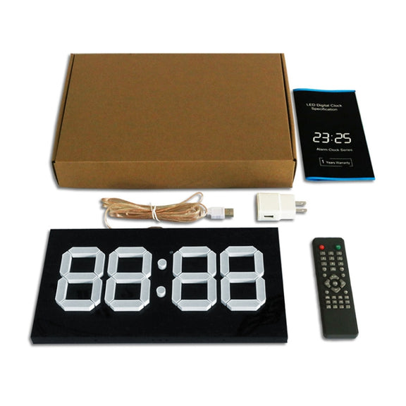 Creative Wall Clock Alarm Clock Simple Remote Control Perpetual Calendar Electronic Clock US Plug, Style:Single-sided Remote Control(White Font)