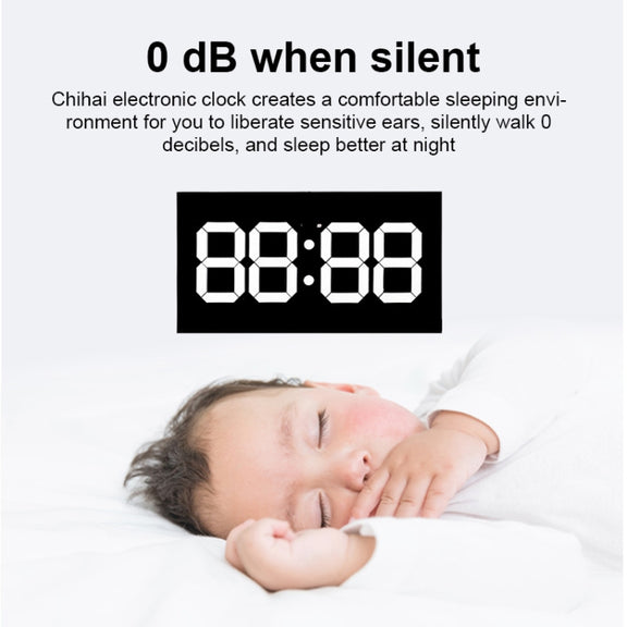 Creative Wall Clock Alarm Clock Simple Remote Control Perpetual Calendar Electronic Clock US Plug, Style:Single-sided Remote Control(White Font)