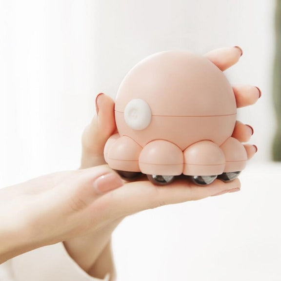 Small Octopus Shoulder and Neck Massager Multifunctional Household Hot Compress Cervical Massager(Pink)