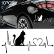 10 PCS Cat Heartbeat Lifeline Shape Vinyl Decal Creative Car Stickers Car Styling Truck Accessories, Size: 26.5x12cm (Black) - Decorative Sticker by PMC TechLife | Online Shopping South Africa | PMC TechLife | Buy Now Pay Later Mobicred