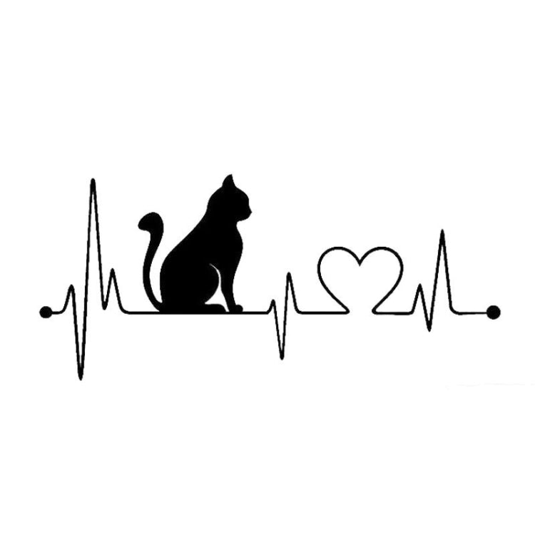 10 PCS Cat Heartbeat Lifeline Shape Vinyl Decal Creative Car Stickers Car Styling Truck Accessories, Size: 26.5x12cm (Black) - Decorative Sticker by PMC TechLife | Online Shopping South Africa | PMC TechLife | Buy Now Pay Later Mobicred