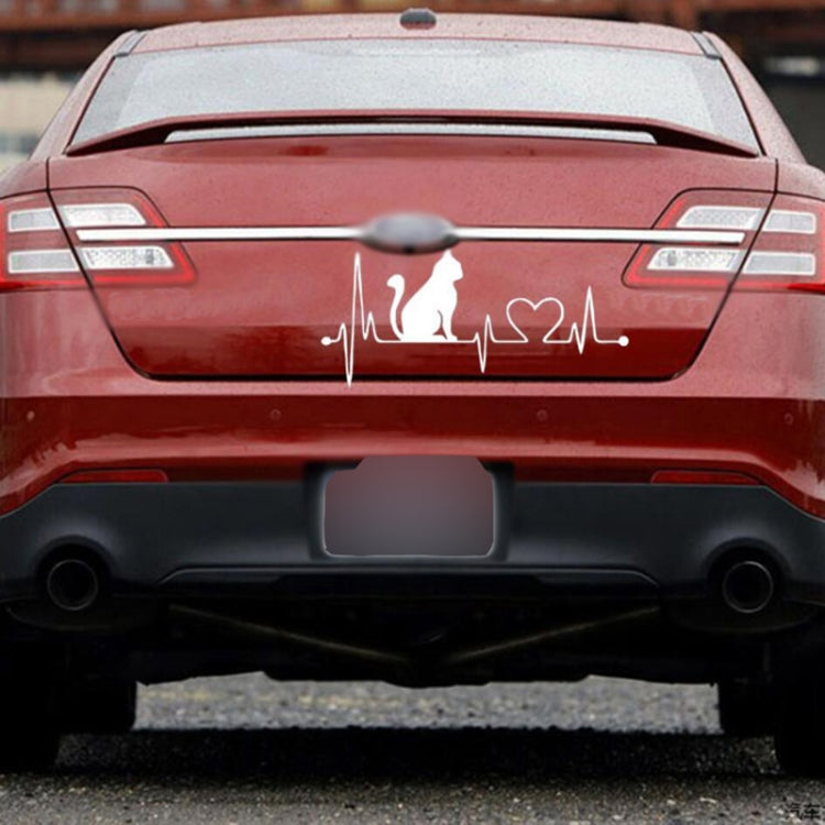 10 PCS Cat Heartbeat Lifeline Shape Vinyl Decal Creative Car Stickers Car Styling Truck Accessories, Size: 26.5x12cm (Silver)