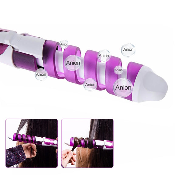 Hair Styling Tool Hair Curler Roller Spiral Curling Iron(Purple)