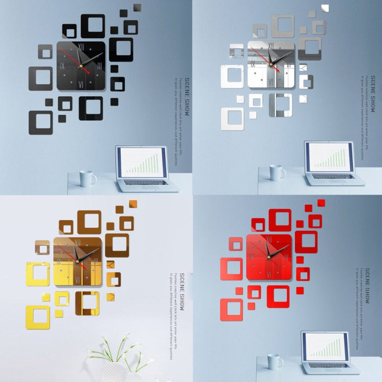 Home Mirror Surface Sticker Home Office Decorative Mirrors 3D Stereo Clock Acrylic Mirror Clock Block Combination Clock(Mirror Deep Gold) - Wall Clock by PMc TechLife | Online Shopping South Africa | PMc TechLife | Buy Now Pay Later Mobicred